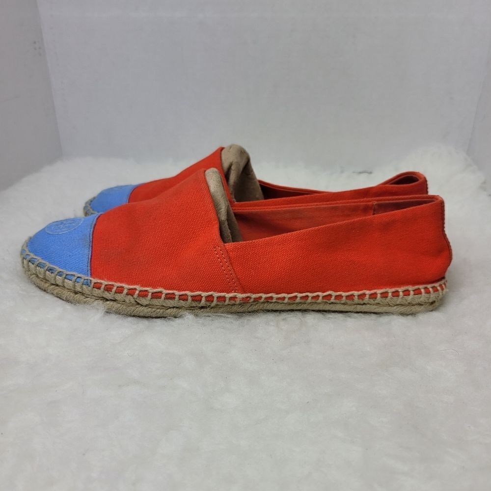 Tory Burch Cap-Toe Orange Blue Espadrilles Size 11 M - Picture 3 of 7